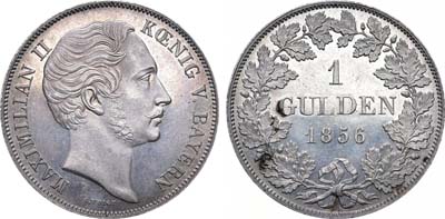 Лот №73,  Германия. Королевство Бавария. Король Максимилиан II. 1 гульден 1856 года.