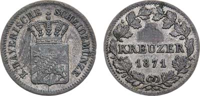 Лот №80,  Германия. Королевство Бавария. Король Людвиг II. 1 крейцер 1871 года.