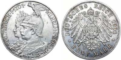 Лот №84,  Германская империя. Королевство Пруссия. Король Вильгельм II. 5 марок 1901 года.