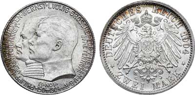Лот №90,  Германская империя. Великое герцогство Гессен. Великий герцог Эрнст Людвиг. 2 марки 1904 года.