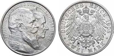 Лот №93,  Германская империя. Великое герцогство Баден. Великий герцог Фридрих I. 2 марки 1906 года.