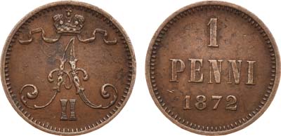 Лот №693, 1 пенни 1872 года.