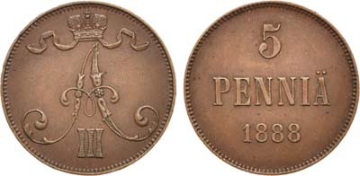 Лот №728, 5 пенни 1888 года.