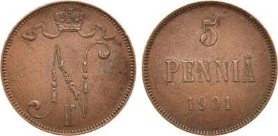 Лот №764, 5 пенни 1901 года.