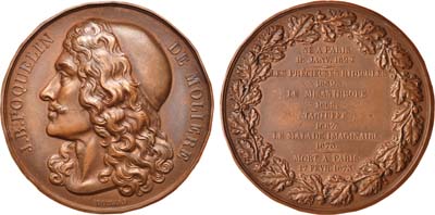 Лот №63, Медаль 1848 года. В память Мольера.