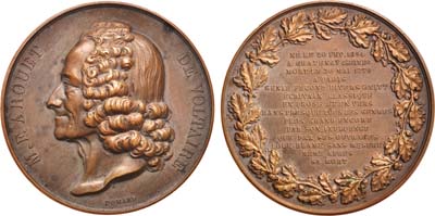 Лот №64, Медаль 1848 года. В память Вольтера.