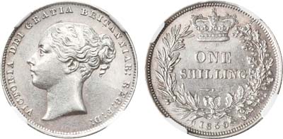 Лот №66,  1858 года. Великобритания. Королева Виктория. Шиллинг 1859 года..