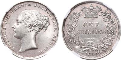 Лот №133,  Королевство Великобритания. Шиллинг 1859 года..