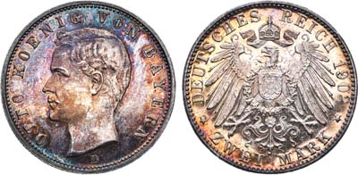Лот №143,  Германская Империя. Бавария. 2 марки 1902 года.