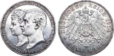 Лот №144,  Германская Империя. Герцогство Мекленбург-Шверин. 5 марок 1904 года. 