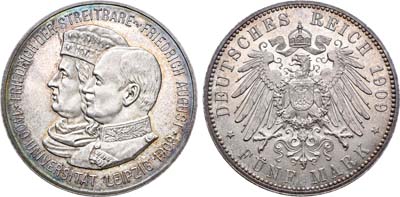 Лот №148,  Германская Империя. Саксония. 5 марок 1909 года.
