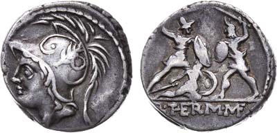 Лот №62,  Римская Республика. Монетарий Квинт Минуций Терм. Денарий 103 г. до н.э. .