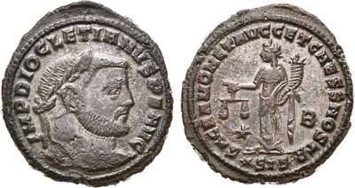 Лот №92,  Римская Империя.  Император Диоклетиан. Фоллис. 284-305 гг.