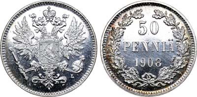 Лот №171, 50 пенни 1908 года. L.