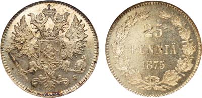Лот №133, 25 пенни 1875 года. S.