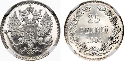 Лот №187, 25 пенни 1894 года. L.