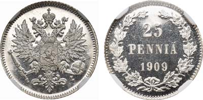 Лот №219, 25 пенни 1909 года. L.