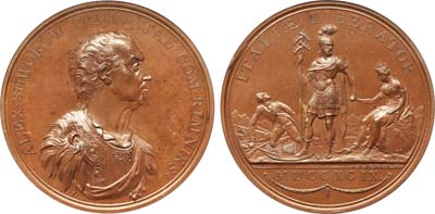 Лот №24, Медаль 1799 года. В честь князя Италийского, графа А.В.Суворова-Рымникского.