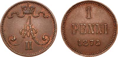 Лот №739, 1 пенни 1875 года.