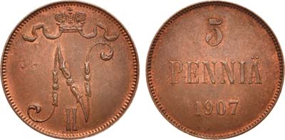 Лот №794, 5 пенни 1907 года.