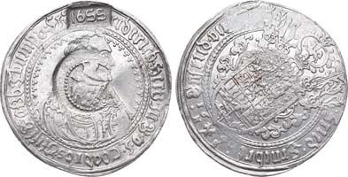 Лот №324, Ефимок с признаком 1655 года. На талере герцогства Брауншвейг-Люнебург-Грубенхаген. Герцог Фридрих V. 1640 год..