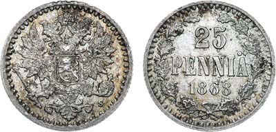 Лот №744, 25 пенни 1868 года. S.