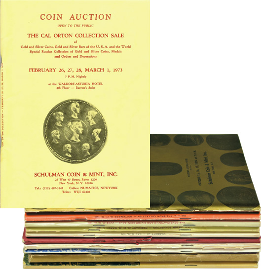 Лот №911, Лот из 10 аукционных каталогов американской фирмы Schulman..