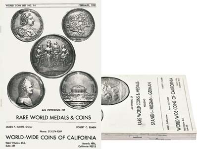 Лот №898, Комплект из 10 каталогов с фиксированными ценами фирмы World-Wide coins of California.