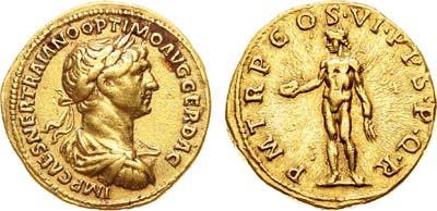 Лот №1,  Римская Империя. Император Траян. Аурей 116 года.
