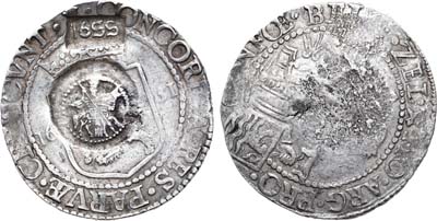 Лот №253,  Алексей Михайлович. Ефимок с признаком 1655 года. На риксдальдере 1651 г. Нидерланды, Зеландия.