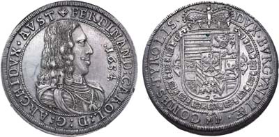Лот №8,  Священная Римская империя. Австрия. Эрцгерцог Фердинанд Карл Габсбург. Талер 1694 года.
