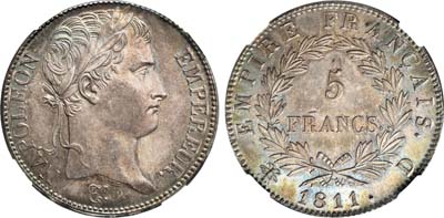 Лот №21,  Французская империя. Император Наполеон Бонапарт. 5 франков 1811 года.