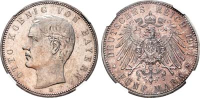 Лот №29,  Германская империя. Королевство Бавария. Король Отто I. 5 марок 1907 года.