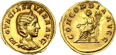 Лот №3,  Римская Империя. Отацилия Севера, жена императора Филиппа Араба. Аурей 246-248 гг.