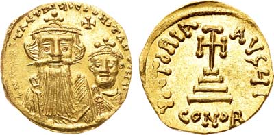 Лот №8,  Византийская империя. Императоры Констант II и Константин IV. Солид 654-659 гг.