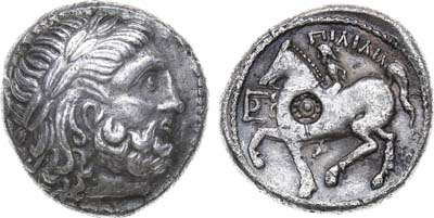 Лот №2,  Дунайские кельты, III-I вв до н.э. подражание тетрадрахме Филиппа II.