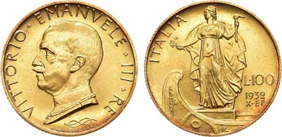 Лот №41,  Королевство Италия. Король Виктор Эммануил III. 100 лир 1932 года.