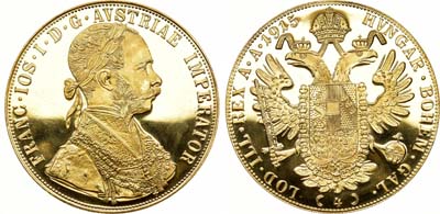 Лот №230,  Австро-Венгерская Империя. Император Франц-Иосиф I. 4 дуката 1915 года. Рестрайк.