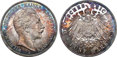Лот №250,  Германская Империя. Королевство Пруссия. Король Вильгельм II. 5 марок 1903 года.