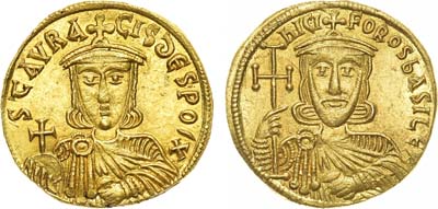 Лот №32,  Византийская Империя. Императоры Никифор I и Ставракий. Солид 802-811 гг.