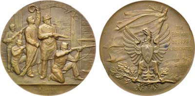 Лот №102,  Швейцария. Кантон Невшатель. Медаль 1898 года. Стрелковая. Федеральный стрелковый фестиваль в Невшателе.
