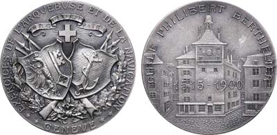 Лот №111,  Швейцария. Кантон Женева. Медаль 1900 года. Стрелковая. Филибер Бертелье (1515-1900).