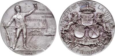 Лот №117,  Швейцария. Кантон Фрибург. Медаль 1906 года. Стрелковая. Кантональный стрелковый фестиваль в Фрибурге.