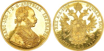 Лот №121,  Австро-Венгерская Империя. Император Франц-Иосиф I. 4 дуката 1905 года.