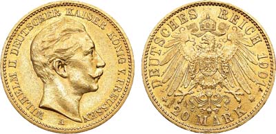 Лот №137,  Германская Империя. Королевство Пруссия. Король Вильгельм II. 20 марок 1901 года.