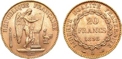 Лот №174,  Франция. Третья республика. 20 франков 1898 года.