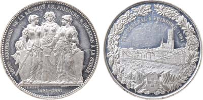 Лот №32,  Швейцария. Кантон Фрибург. Медаль 1881 года. Кантональный стрелковый фестиваль в Фрибурге.