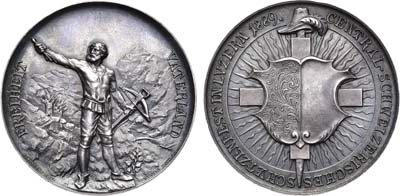 Лот №46,  Швейцария. Кантон Люцерн. Медаль 1889 года. Стрелковая. Кантональный стрелковый фестиваль в Люцерне.