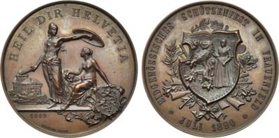Лот №54,  Швейцария. Кантон Тургау. Медаль 1890 года. Стрелковая. Кантональный стрелковый фестиваль в Фрауэнфельде.