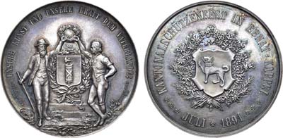 Лот №62,  Швейцария. Кантон Сант-Гален. Медаль 1891 года. Стрелковая. Кантональный стрелковый фестиваль в Эбнат-Каппеле.